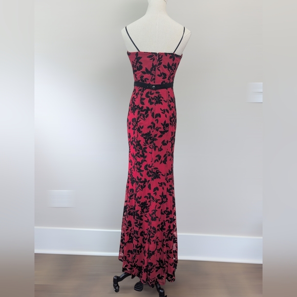 Vintage‎ Y2K City Triangles Whimsigoth Red Burnout Mesh Floral Evening Gown - Picture 2 of 16